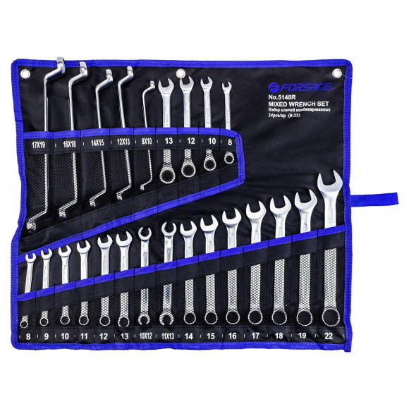 combination wrench, set 24pcs (combined 13pcs (8-22mm), flare nut wrench 2pcs (10-12, 11-13mm)