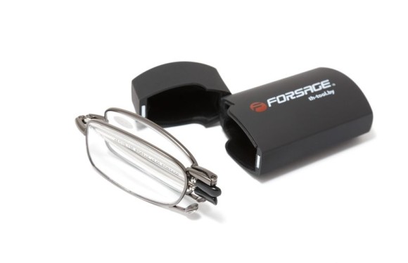 compact glasses (+1.00, metallic frame), in a plastic case