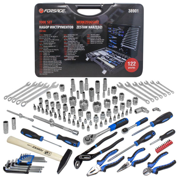 tool set 122 pr. 1/4'',1/2''(6гр.)(4-32мм)