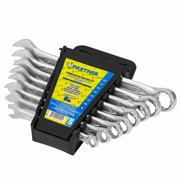 combination wrench set 8pcs (8, 10, 12, 13, 14, 15, 17, 19mm), in plastic holder