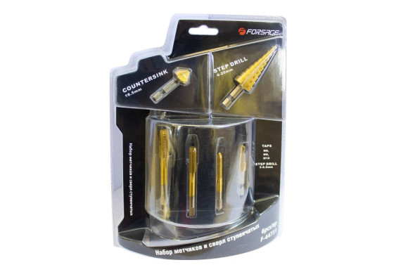 countersink, step drill and pipe tap set 6 pcs