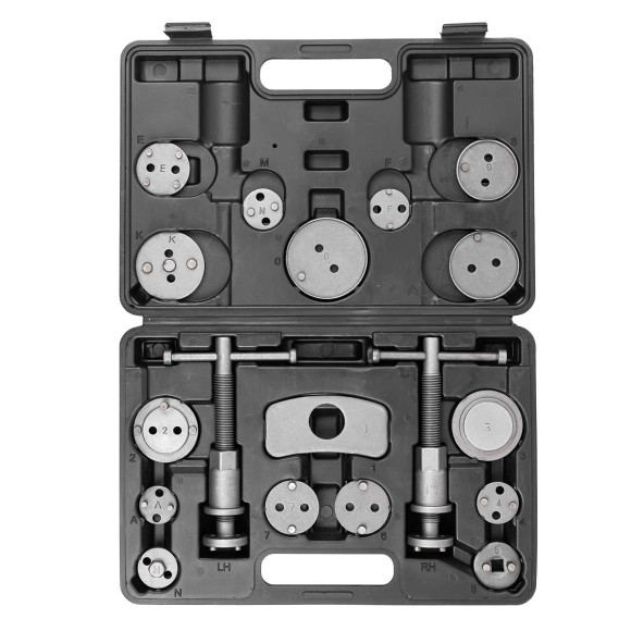 brake caliper wind back tool kit 18pcs (right / left-hand drive), in a case