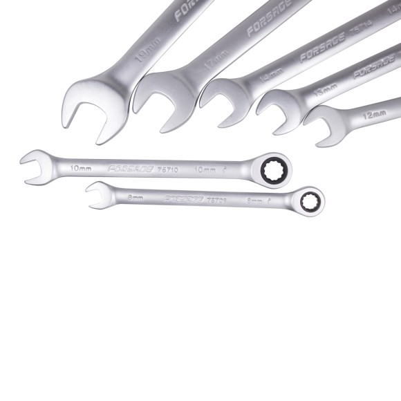 combination ratchet wrench set 7pcs (8, 10, 12, 13, 14, 17, 19mm), in plastic holder
