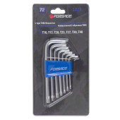 L-type Torx-wrenches set 7pcs (T10, T15, T20, T25, T27, T30, T40), in plastic holder
