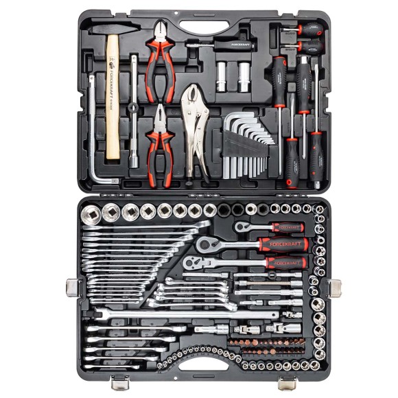 tool set 142 + 6pcs ( 3/8" 1/2", 6 point) (4-3mm; 27,30,32,36-12 point)+ratchet wrench 8х10,12х