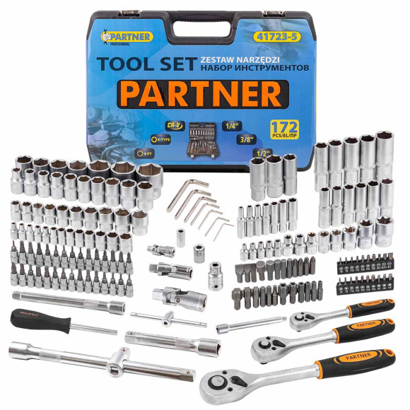 tool set 172pcs 1/4", 1/2", 3/8" (6 point, 4 - 32mm)