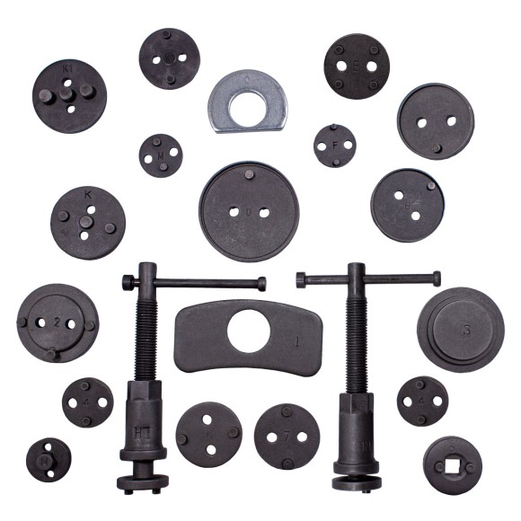 brake caliper wind back tool kit 21pcs (right / left-hand drive), in a case