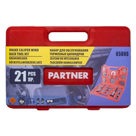 brake caliper wind back tool kit 21pcs (right / left-hand drive), in a case