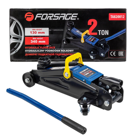 hydraulic floor jack 2t with reinforced casing "profi" (additional stiffeners, h min 135mmh max 320m