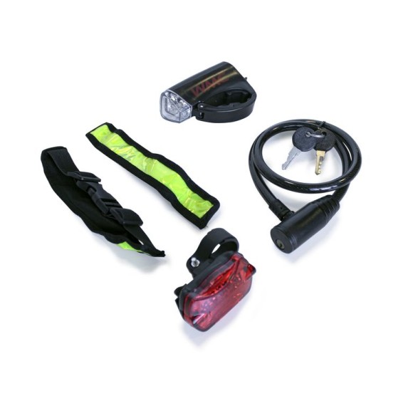 bicycle accessory set 5 pcs (front and back led lights, lock and flicker) bicycle accessory set 5 pcs (front and back led lights, lock and flicker)