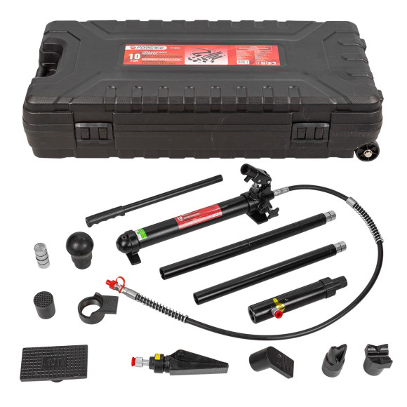 hydraulic body frame repair kit 10t + reverse jack, in a metal case