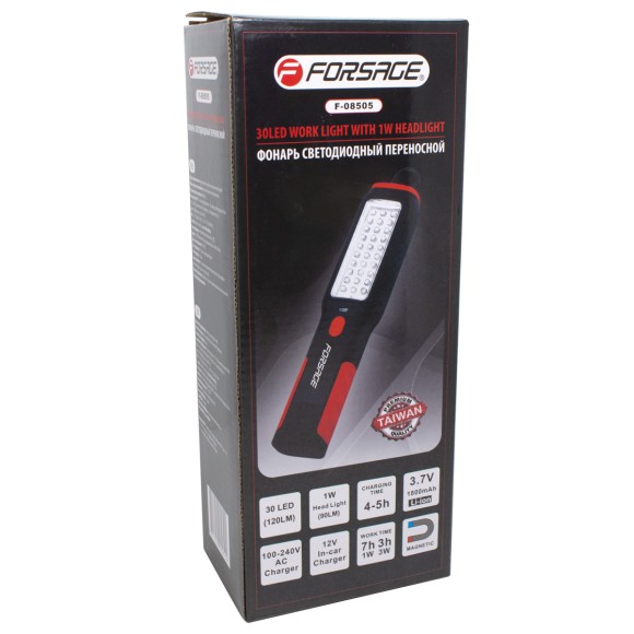 led rechargeable work light (2 magnets, 2 hooks, 180g, side light 3w30led, front light 1w1led, 3.7v)