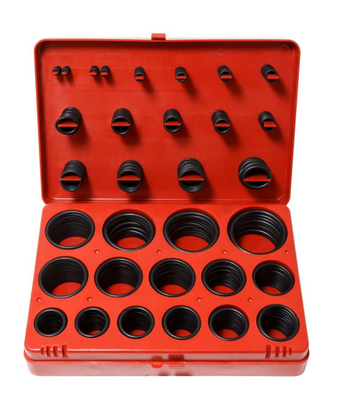 Oil and petrol resistant rubber sealing rings, 386 pr. (metric) Oil and petrol resistant rubber sealing rings, 386 pr. (metric)