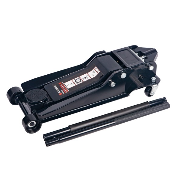 hydraulic trolley jack 3.5t double piston, low profile + rubber pad (h min 95mm, h max 550mm, weight