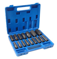 Deep impact socket set 1/2", 6 point, 16pcs, (10-19, 21, 22, 24, 27, 30, 32mm), in case