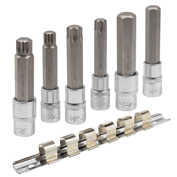 impact socket bit spline&torx set 6 point, 6pcs, 1/2"
