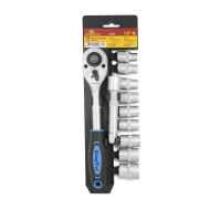 socket set with ratchet and extension 12pcs 1/2" (10-22mm, 6 point), in plastic holder