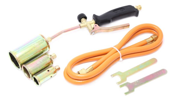 gas torch head with nozzles and flexible hose (nozzles-25,35,50mm; l-390mm; l hose-1.5m), in blister