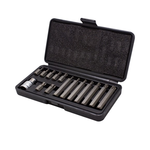 set of bits torx with bit holder, 15pcs 1/2"(l 30/75mm; t20, t25, t30, t40, t45, t50, t55), in a me