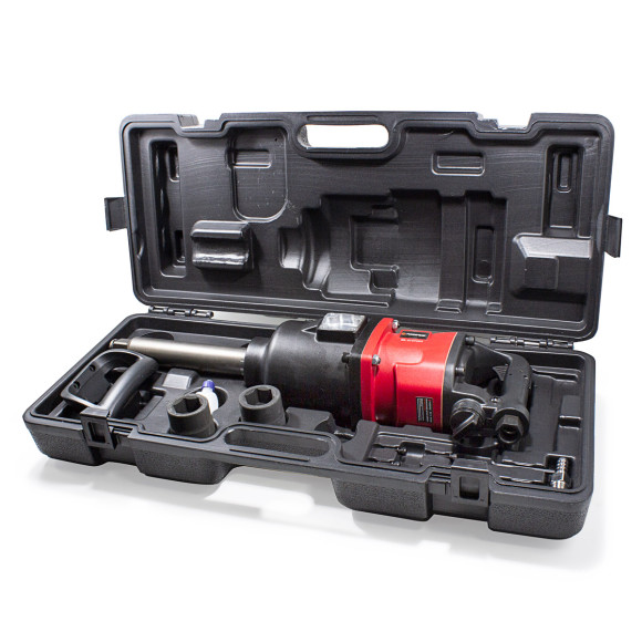 Long-reach impact wrench with long shaft, reverse direction and power adjustment 1''+32,33mm torque